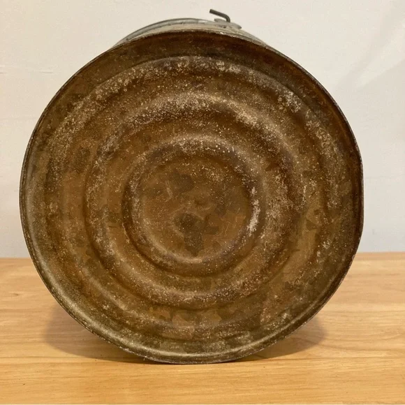 Old Galvanized Bucket with Distressed Finish Writing & Sticker 9” Tall - Picture 15 of 16